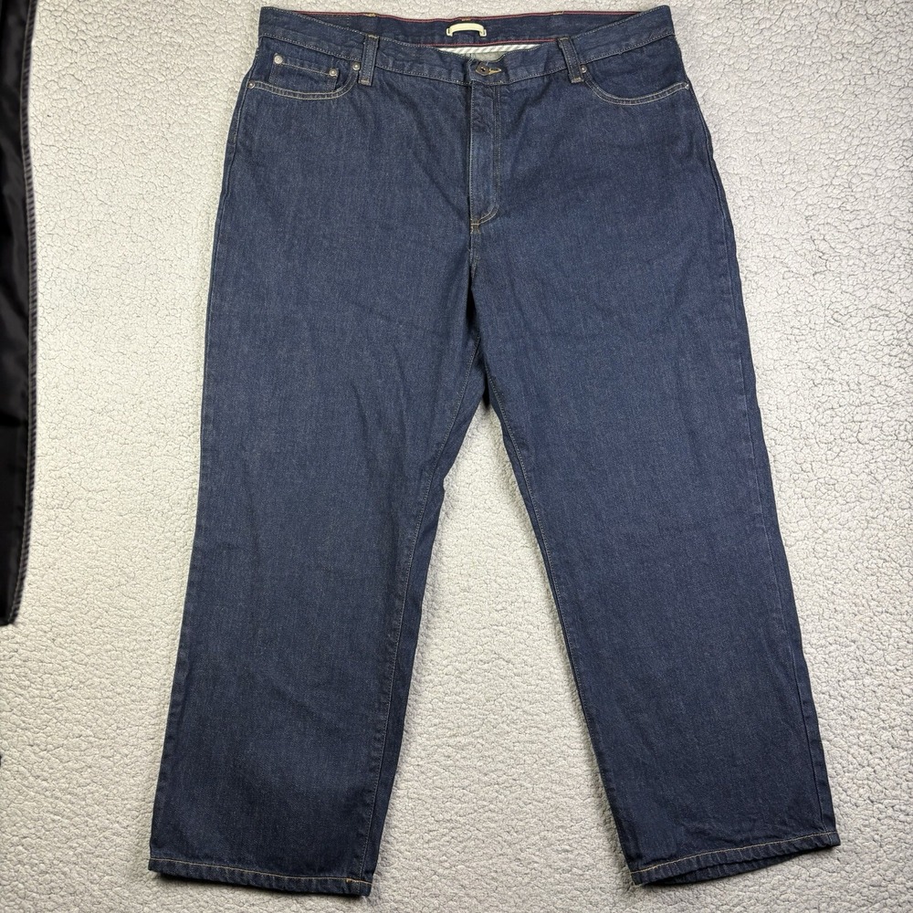 L.L.Bean Wide Leg Jeans Mens‎ Natural Fit Straight Line Dark Baggy Loose 42X29